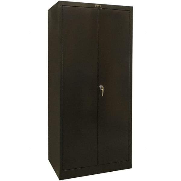 Hallowell - 4 Shelf Combination Storage Cabinet - Steel, 48" Wide x 18" Deep x 78" High, Black - Americas Industrial Supply