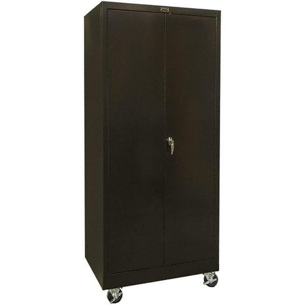 Hallowell - 4 Shelf Mobile Storage Cabinet - Steel, 36" Wide x 24" Deep x 78" High, Black - Americas Industrial Supply