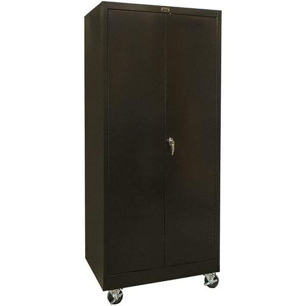 Hallowell - 4 Shelf Mobile Storage Cabinet - Steel, 48" Wide x 24" Deep x 78" High, Black - Americas Industrial Supply