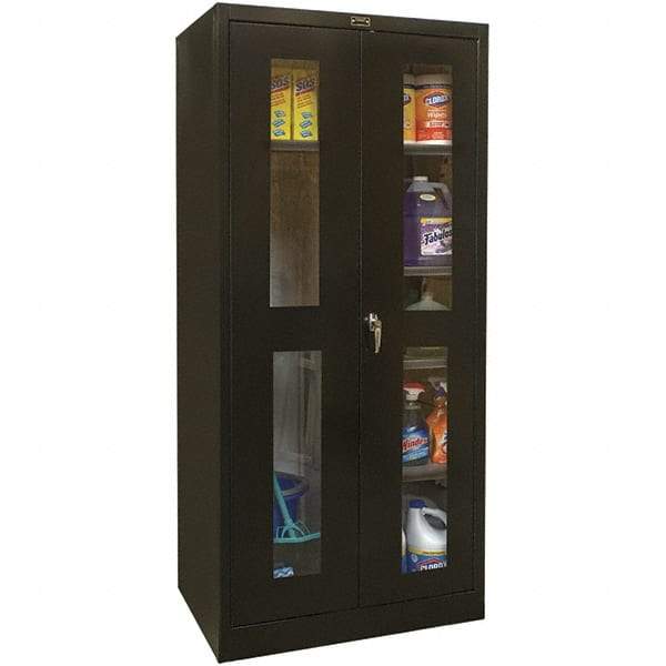Hallowell - 4 Shelf Combination Storage Cabinet - Steel, 48" Wide x 18" Deep x 78" High, Black - Americas Industrial Supply