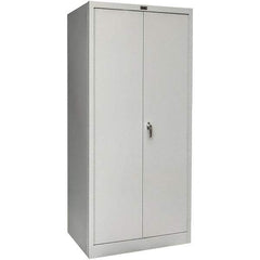 Hallowell - 4 Shelf Locking Storage Cabinet - Steel, 36" Wide x 18" Deep x 78" High, Platinum - Americas Industrial Supply