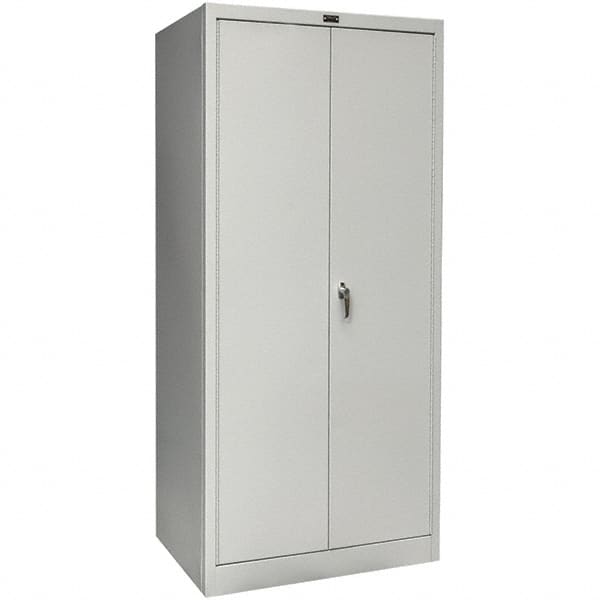 Hallowell - 1 Shelf Wardrobe Storage Cabinet - Steel, 48" Wide x 24" Deep x 78" High, Platinum - Americas Industrial Supply