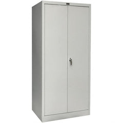 Hallowell - 1 Shelf Wardrobe Storage Cabinet - Steel, 48" Wide x 18" Deep x 78" High, Platinum - Americas Industrial Supply