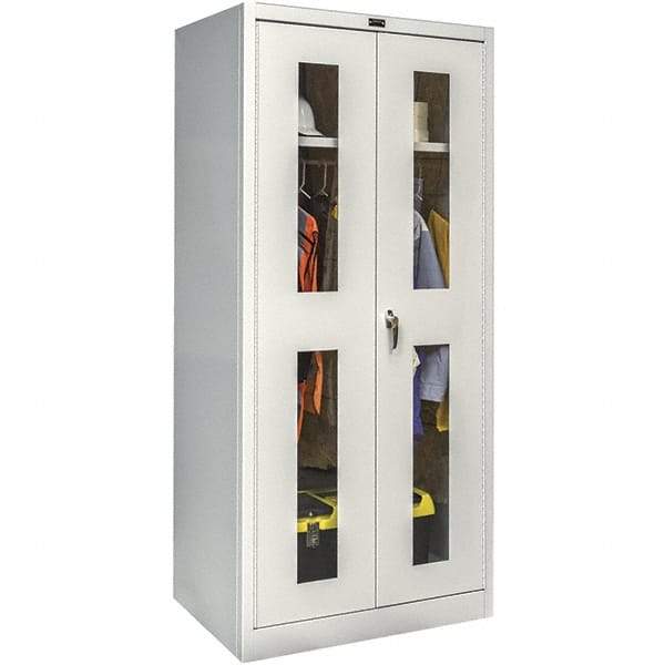 Hallowell - 1 Shelf Wardrobe Storage Cabinet - Steel, 48" Wide x 18" Deep x 78" High, Platinum - Americas Industrial Supply