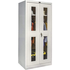 Hallowell - 1 Shelf Wardrobe Storage Cabinet - Steel, 48" Wide x 18" Deep x 78" High, Platinum - Americas Industrial Supply