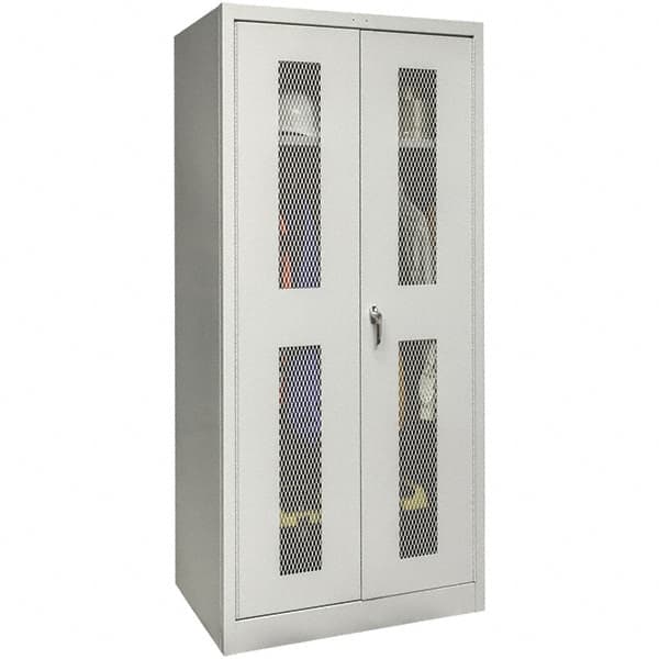 Hallowell - 1 Shelf Wardrobe Storage Cabinet - Steel, 48" Wide x 24" Deep x 78" High, Platinum - Americas Industrial Supply