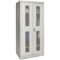 Hallowell - 1 Shelf Wardrobe Storage Cabinet - Steel, 36" Wide x 18" Deep x 78" High, Platinum - Americas Industrial Supply