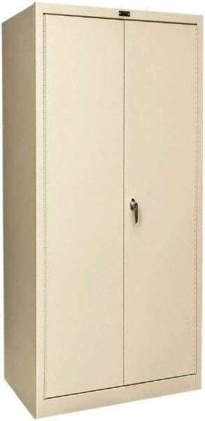 Hallowell - 4 Shelf Locking Storage Cabinet - Steel, 36" Wide x 24" Deep x 72" High, Tan - Americas Industrial Supply