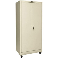 Hallowell - 4 Shelf Mobile Storage Cabinet - Steel, 36" Wide x 24" Deep x 72" High, Tan - Americas Industrial Supply