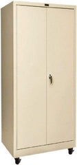 Hallowell - 4 Shelf Mobile Storage Cabinet - Steel, 36" Wide x 24" Deep x 72" High, Tan - Americas Industrial Supply
