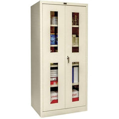 Hallowell - 4 Shelf Locking Storage Cabinet - Steel, 48" Wide x 18" Deep x 72" High, Tan - Americas Industrial Supply