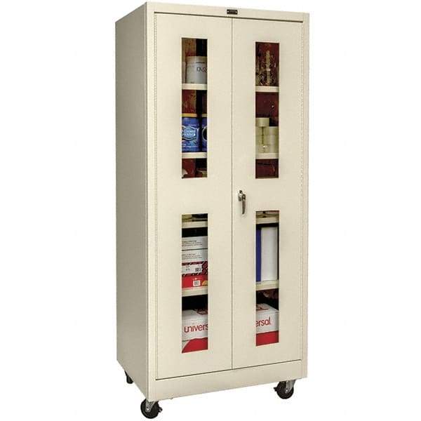 Hallowell - 4 Shelf Mobile Storage Cabinet - Steel, 36" Wide x 24" Deep x 72" High, Tan - Americas Industrial Supply