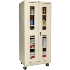 Hallowell - 4 Shelf Mobile Storage Cabinet - Steel, 36" Wide x 24" Deep x 72" High, Tan - Americas Industrial Supply