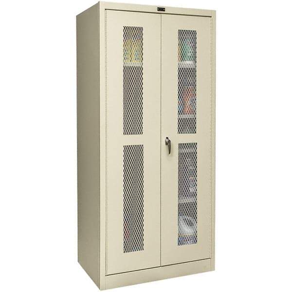 Hallowell - 4 Shelf Combination Storage Cabinet - Steel, 48" Wide x 18" Deep x 72" High, Tan - Americas Industrial Supply
