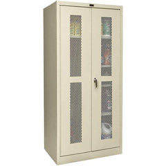 Hallowell - 4 Shelf Combination Storage Cabinet - Steel, 48" Wide x 18" Deep x 72" High, Tan - Americas Industrial Supply