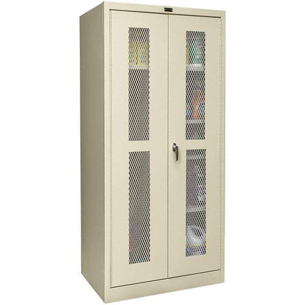 Hallowell - 4 Shelf Combination Storage Cabinet - Steel, 36" Wide x 24" Deep x 72" High, Tan - Americas Industrial Supply