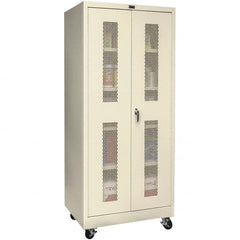 Hallowell - 4 Shelf Mobile Storage Cabinet - Steel, 36" Wide x 24" Deep x 72" High, Tan - Americas Industrial Supply