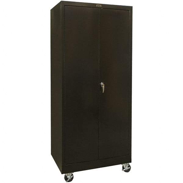 Hallowell - 4 Shelf Mobile Storage Cabinet - Steel, 48" Wide x 24" Deep x 72" High, Black - Americas Industrial Supply