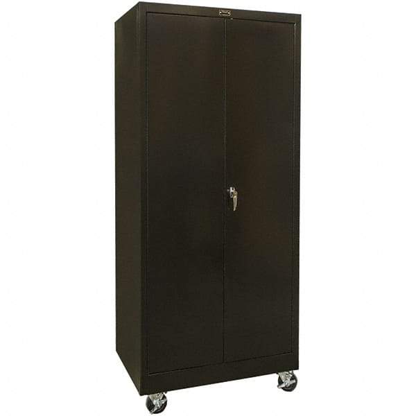 Hallowell - 4 Shelf Mobile Storage Cabinet - Steel, 36" Wide x 24" Deep x 72" High, Black - Americas Industrial Supply