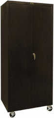 Hallowell - 4 Shelf Mobile Storage Cabinet - Steel, 36" Wide x 24" Deep x 72" High, Black - Americas Industrial Supply