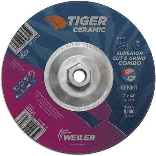 7X1/8 TIGER CERAMIC T27 COMBO WHL - Americas Industrial Supply