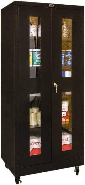 Hallowell - 4 Shelf Mobile Storage Cabinet - Steel, 36" Wide x 24" Deep x 72" High, Black - Americas Industrial Supply