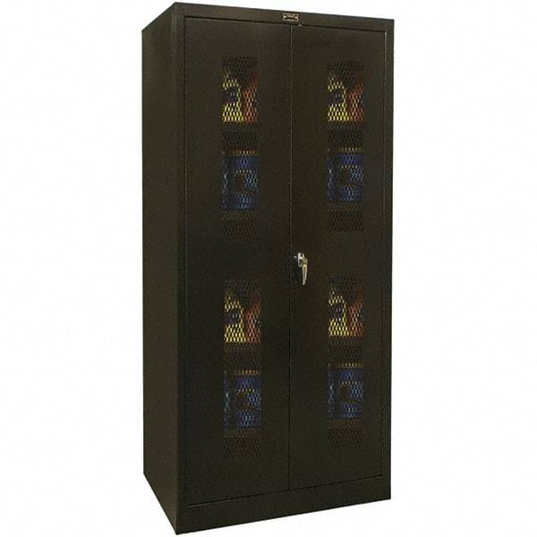 Hallowell - 4 Shelf Locking Storage Cabinet - Steel, 48" Wide x 18" Deep x 72" High, Black - Americas Industrial Supply