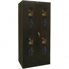 Hallowell - 4 Shelf Locking Storage Cabinet - Steel, 48" Wide x 18" Deep x 72" High, Black - Americas Industrial Supply