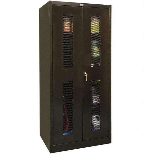 Hallowell - 4 Shelf Combination Storage Cabinet - Steel, 36" Wide x 18" Deep x 72" High, Black - Americas Industrial Supply