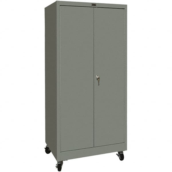 Hallowell - 4 Shelf Mobile Storage Cabinet - Steel, 36" Wide x 24" Deep x 72" High, Gray - Americas Industrial Supply