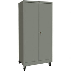 Hallowell - 4 Shelf Mobile Storage Cabinet - Steel, 48" Wide x 24" Deep x 72" High, Gray - Americas Industrial Supply