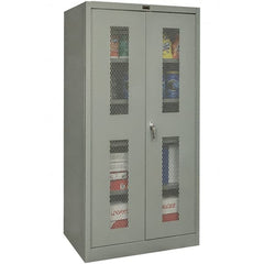 Hallowell - 4 Shelf Locking Storage Cabinet - Steel, 48" Wide x 18" Deep x 72" High, Gray - Americas Industrial Supply
