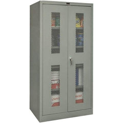 Hallowell - 4 Shelf Locking Storage Cabinet - Steel, 48" Wide x 18" Deep x 72" High, Gray - Americas Industrial Supply