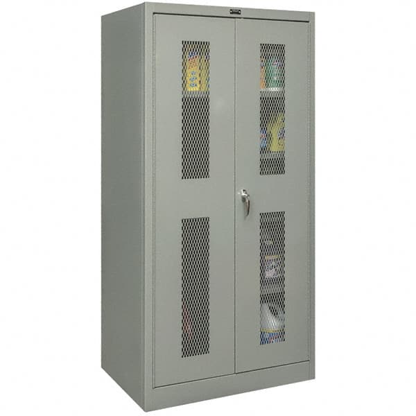 Hallowell - 4 Shelf Combination Storage Cabinet - Steel, 48" Wide x 18" Deep x 72" High, Gray - Americas Industrial Supply