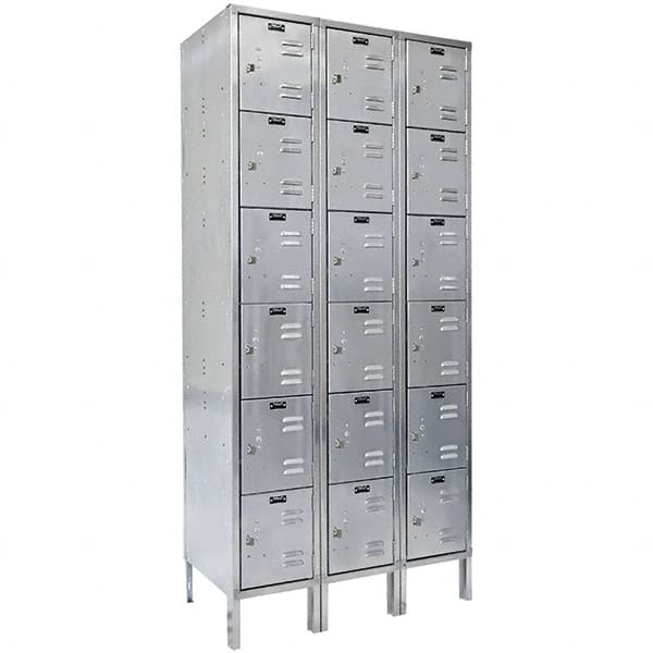 Hallowell - 18 Door, 6 Tier, Stainless Steel Locker - Americas Industrial Supply