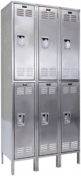 Hallowell - 6 Door, 2 Tier, Stainless Steel Locker - Americas Industrial Supply