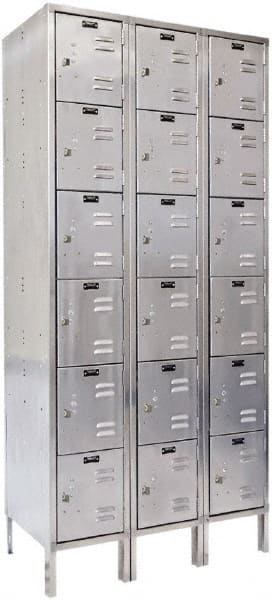 Hallowell - 18 Door, 6 Tier, Stainless Steel Locker - Americas Industrial Supply