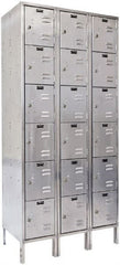 Hallowell - 18 Door, 6 Tier, Stainless Steel Locker - Americas Industrial Supply