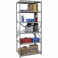 Hallowell - 6 Shelf Starter Medium-Duty Open Steel Shelving - 375 Lb Capacity, 48" Wide x 87" High x 18" Deep, Gray - Americas Industrial Supply