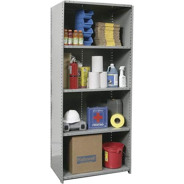 Hallowell - 5 Shelf, 500 Lb. Capacity, Closed Shelving Starter Unit - 36 Inch Wide x 12 Inch Deep x 87 Inch High, Gray - Americas Industrial Supply