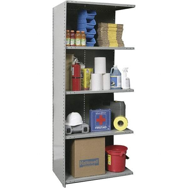 Hallowell - 5 Shelf, 500 Lb. Capacity, Closed Shelving Add-On Unit - 36 Inch Wide x 18 Inch Deep x 87 Inch High, Gray - Americas Industrial Supply