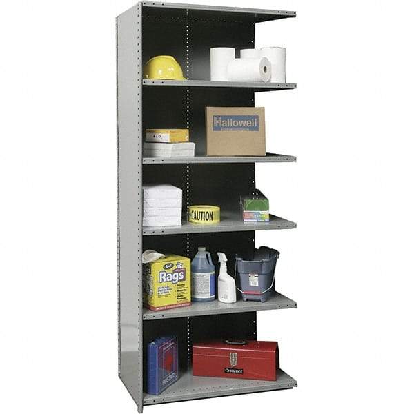 Hallowell - 6 Shelf, 900 Lb. Capacity, Closed Shelving Add-On Unit - 48 Inch Wide x 24 Inch Deep x 87 Inch High, Gray - Americas Industrial Supply