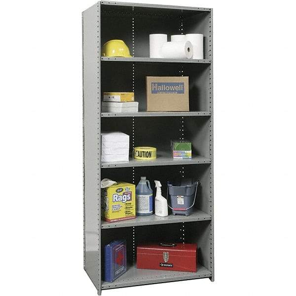 Hallowell - 6 Shelf, 500 Lb. Capacity, Closed Shelving Starter Unit - 36 Inch Wide x 12 Inch Deep x 87 Inch High, Gray - Americas Industrial Supply