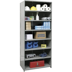 Hallowell - 8 Shelf, 1,250 Lb. Capacity, Closed Shelving Starter Unit - 36 Inch Wide x 24 Inch Deep x 87 Inch High, Gray - Americas Industrial Supply