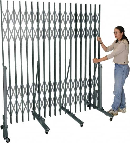 Hallowell - 6.54' High Portable Traffic Control Gate - Steel, Silver - Americas Industrial Supply
