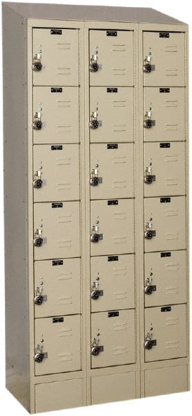 Hallowell - 18 Door, 6 Tier, Ready-Built Wardrobe & Box Lockers - Americas Industrial Supply