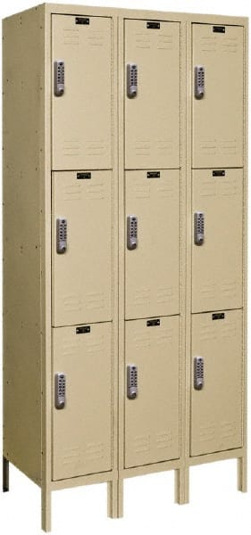 Hallowell - 9 Door, 3 Tier, Electronic Access Lockers - Americas Industrial Supply