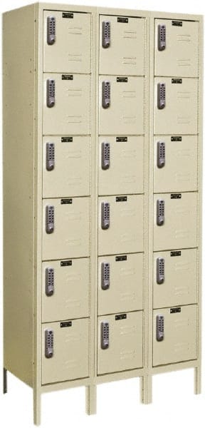 Hallowell - 18 Door, 6 Tier, Electronic Access Lockers - Americas Industrial Supply