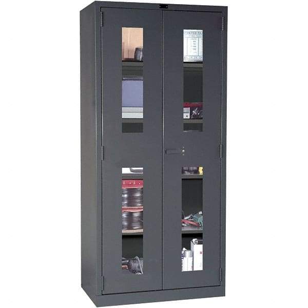 Hallowell - 4 Shelf Locking Storage Cabinet - Steel, 36" Wide x 24" Deep x 78" High, Gray - Americas Industrial Supply