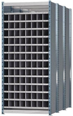 Hallowell - 96 Bin Heavy-Duty Deep Bin Industrial Shelving - 36 Inch Overall Width x 72 Inch Overall Depth x 87 Inch Overall Height, Blue and Platinum Steel Bins - Americas Industrial Supply